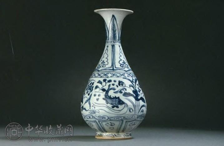 元 青花莲池鹭鸶纹玉壶春瓶