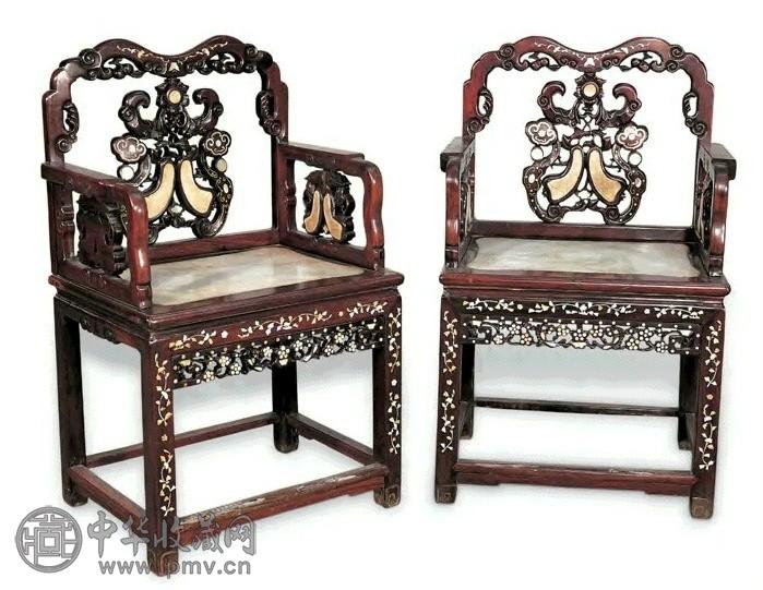 清 红木钳螺细太师椅(1对)