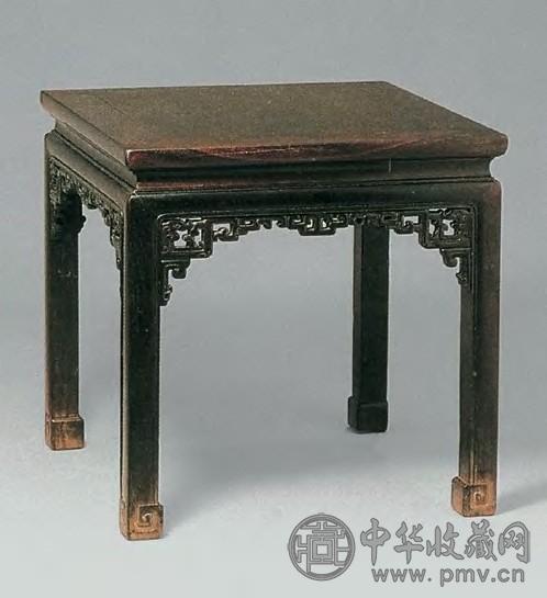 清 紫檀木拐子龙纹方凳