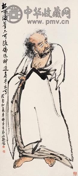 高峻 1933年作 达摩 立轴 纸本设色