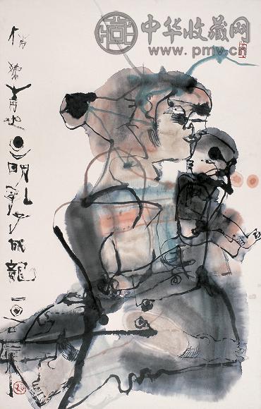 石虎 望子成龙 镜心 水墨纸本