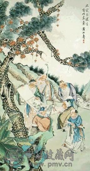 近代 黄山寿 五老图 轴