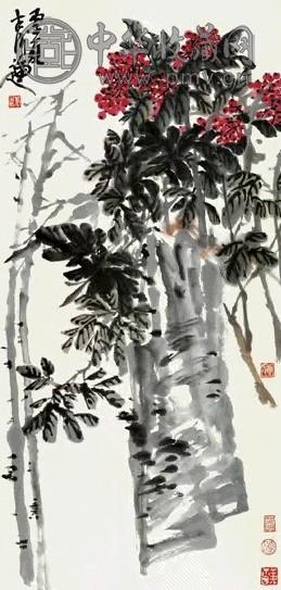 张立辰 花卉 立轴 设色纸本