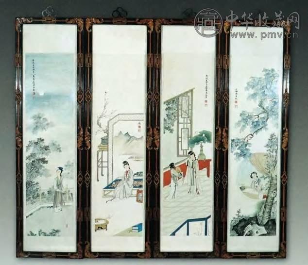 清 红木嵌黄杨木柜(4屏)