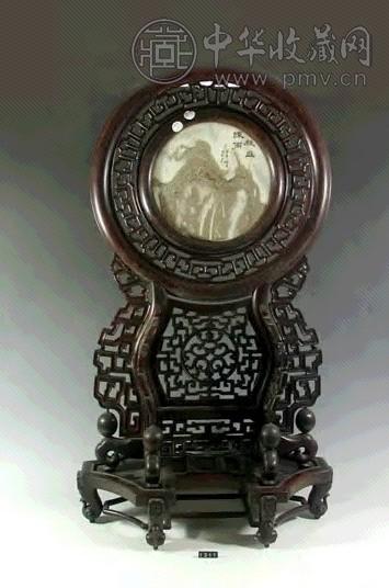 红木镶大理石插屏