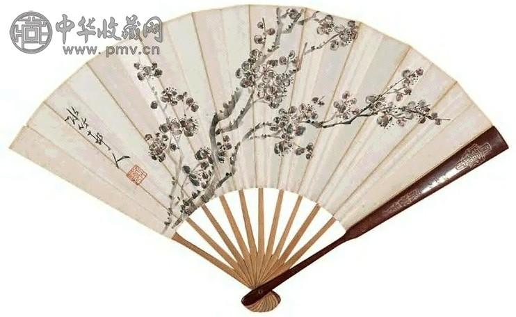 徐世昌 罗浮倩影 成扇 设色纸本