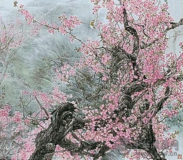 冯霖章 2002年作 春回大地 镜框 纸本设色