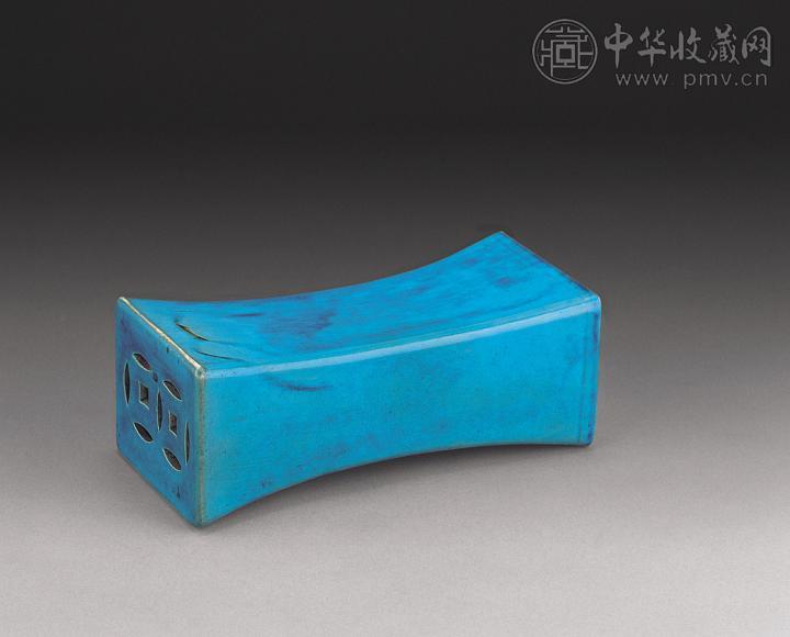 清中期 孔雀蓝釉瓷枕