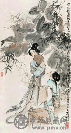 韩敏 1986年作 鹦鹉前头不敢言 立轴 设色纸本