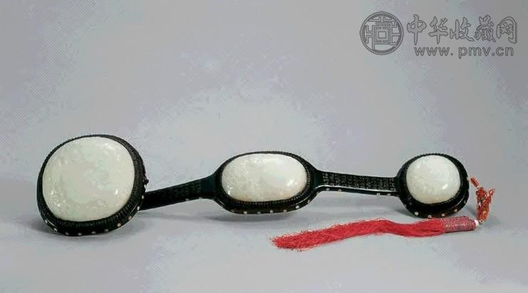 清中期 白玉三镶如意