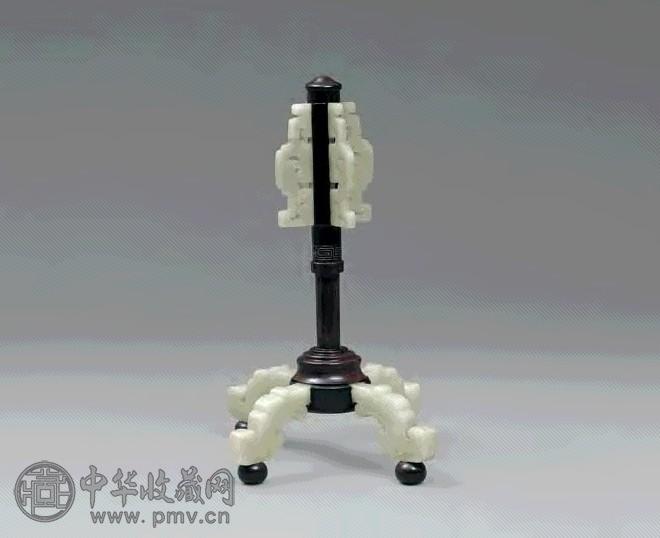 清 紫檀嵌玉帽架