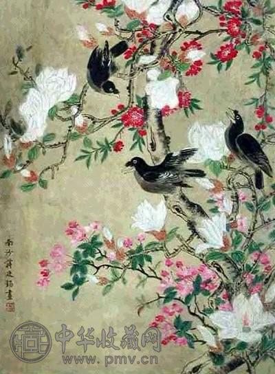 蒋廷锡 花鸟 立轴 设色纸本