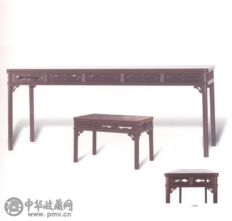 2001年 紫檀鱼门洞画案、凳(1套)