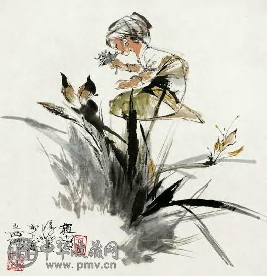 程十发 人物 轴