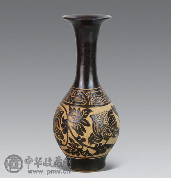 辽 黑釉剔花玉壶春瓶