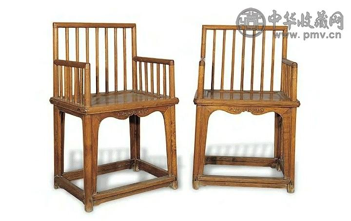 清 榆木梳背椅(1对)