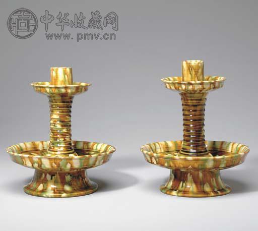 唐代三彩烛台(1对)