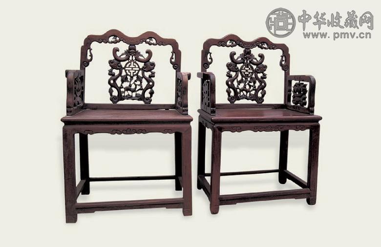 清 红木雕福禄寿椅(2件)