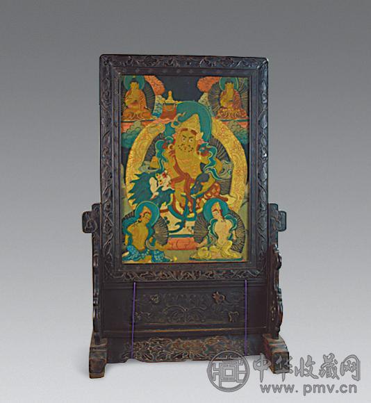 清 楠木雕花卉纹插屏