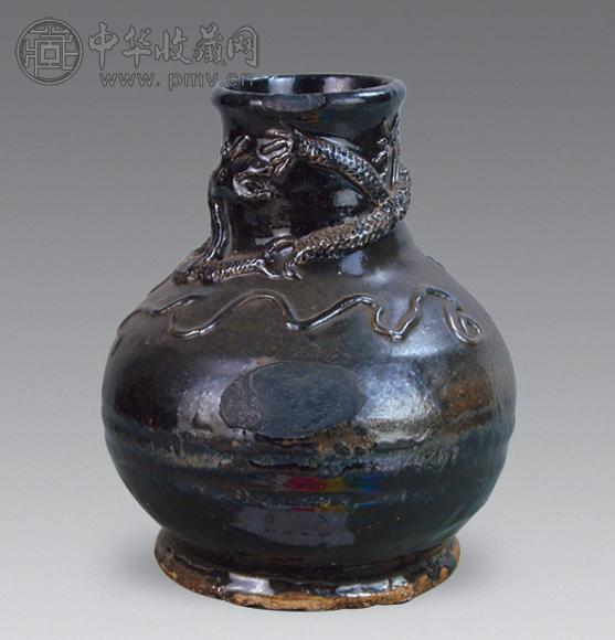 金 黑釉龙纹罐