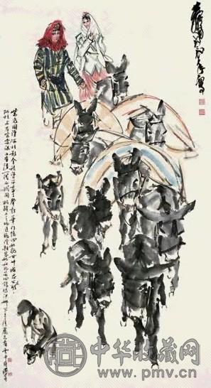 黄胄 1988年作 牧驴图 镜心 设色纸本