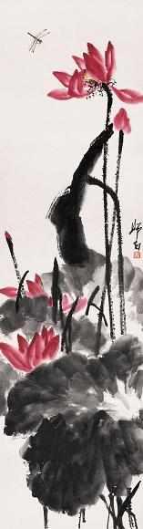 娄师白 荷花 立轴 设色纸本
