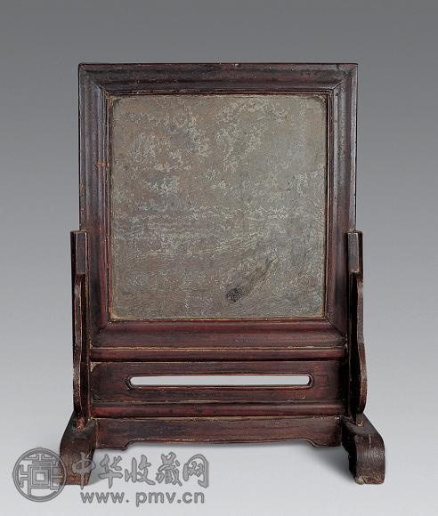 明 嵌鱼化石小插屏