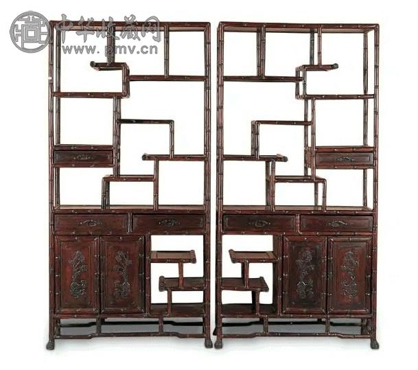 红木竹节纹多宝格(1对)