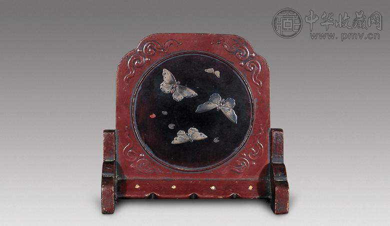 清 漆绘蝴蝶小座屏