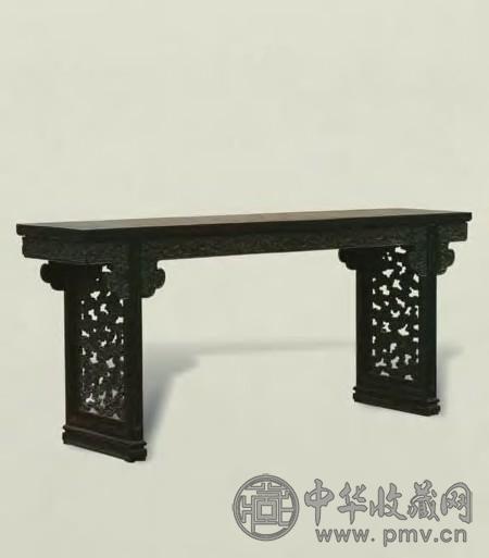 清乾隆 紫檀夹头榫大平头案