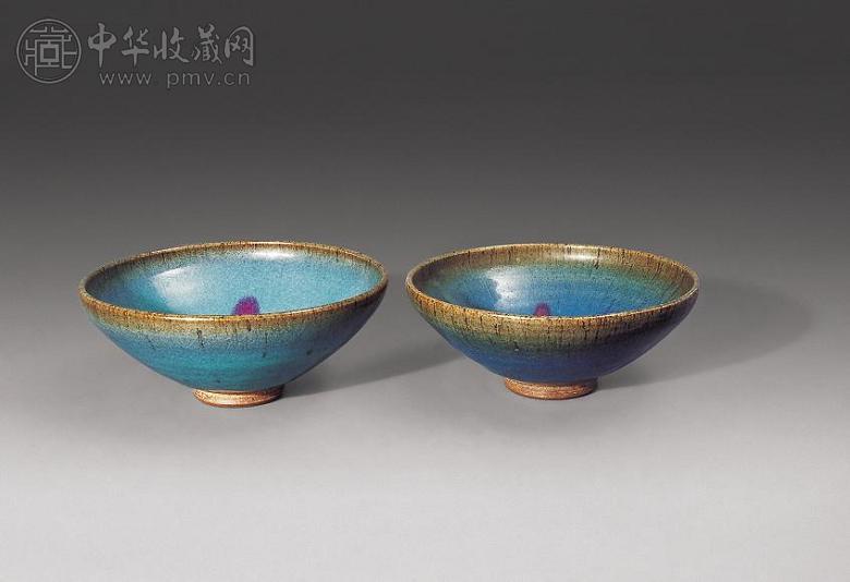 元 钧窑红斑碗(1对)