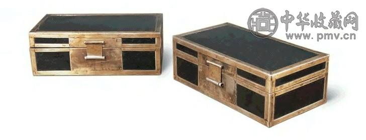 清 紫檀木铜包角首饰盒两件
