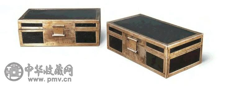 清 紫檀木铜包角首饰盒两件