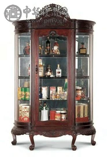 红木欧式玻璃酒柜