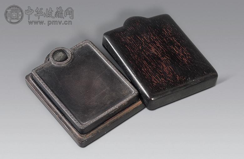 清 端石雕回纹砚
