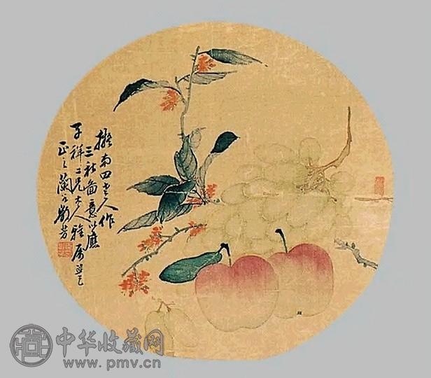 刘芳 花鸟 圆光 绢本