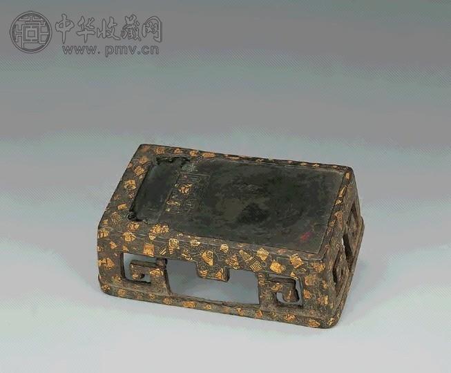 明 铜洒金镂空暖砚