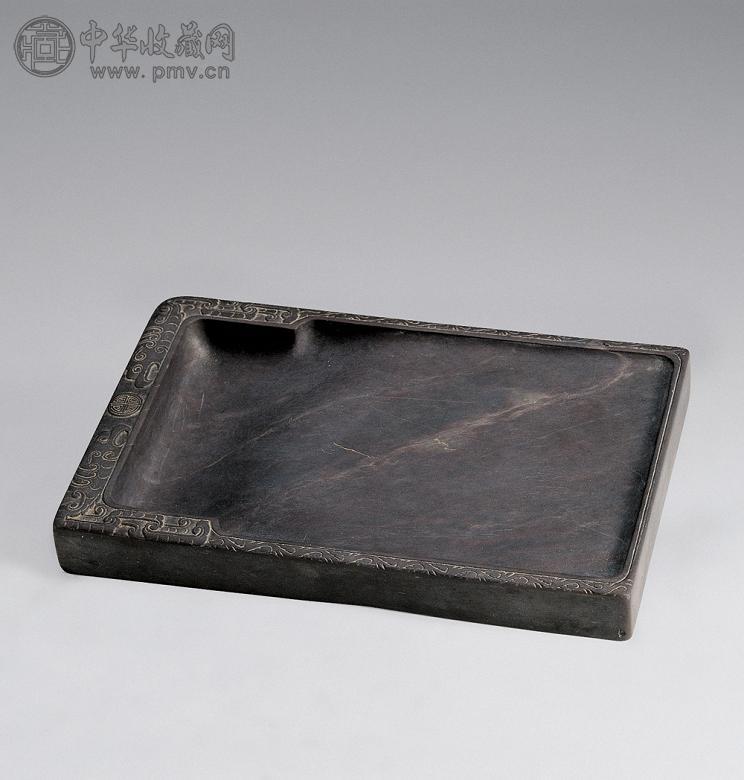 清中期 端刻夔龙纹门形淌水砚