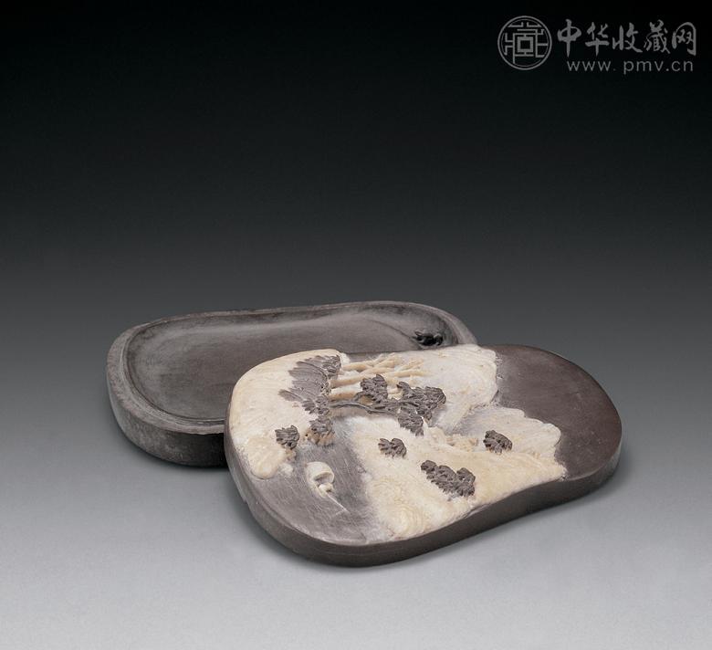 清早期 巧作山水人物端砚