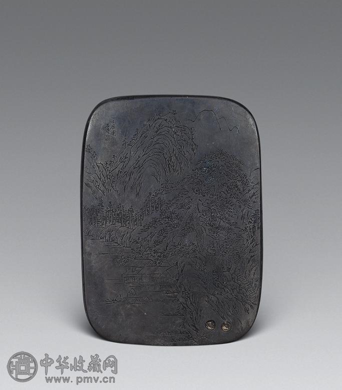 清 石涛山水图澄泥砚
