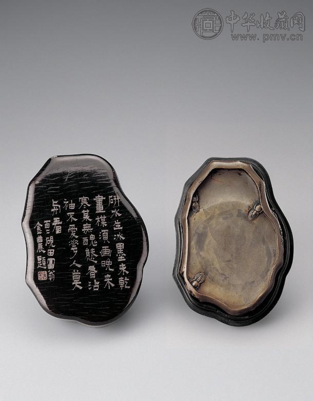 清中期 端石雕梅花砚
