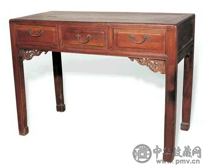 清 榉木三屉书桌