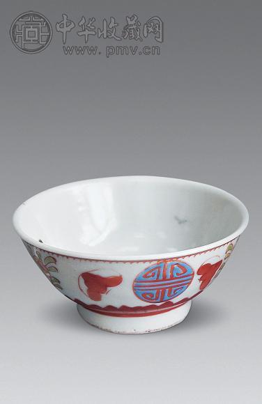 明 万历 绿地五彩碗