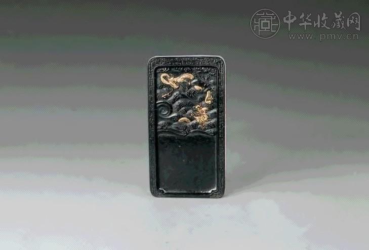 清 龙纹砚形御题诗墨