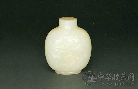 中国骨董‥鼻煙壺‥白玉製 清中期白玉雕龙纹鼻烟壶