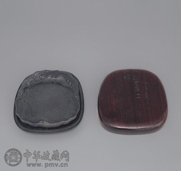 清 端石雕荷叶砚