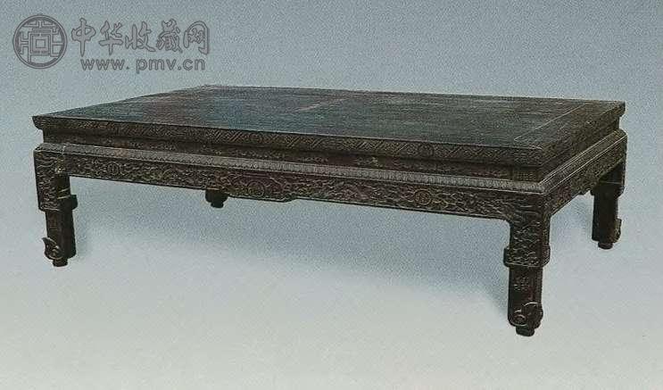 清 紫檀雕龙凤喜字炕桌
