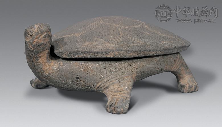唐 灰陶银星龟砚