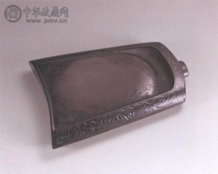 明 端石钟形砚(紫檀盒) 明 端石钟形砚(紫檀盒)