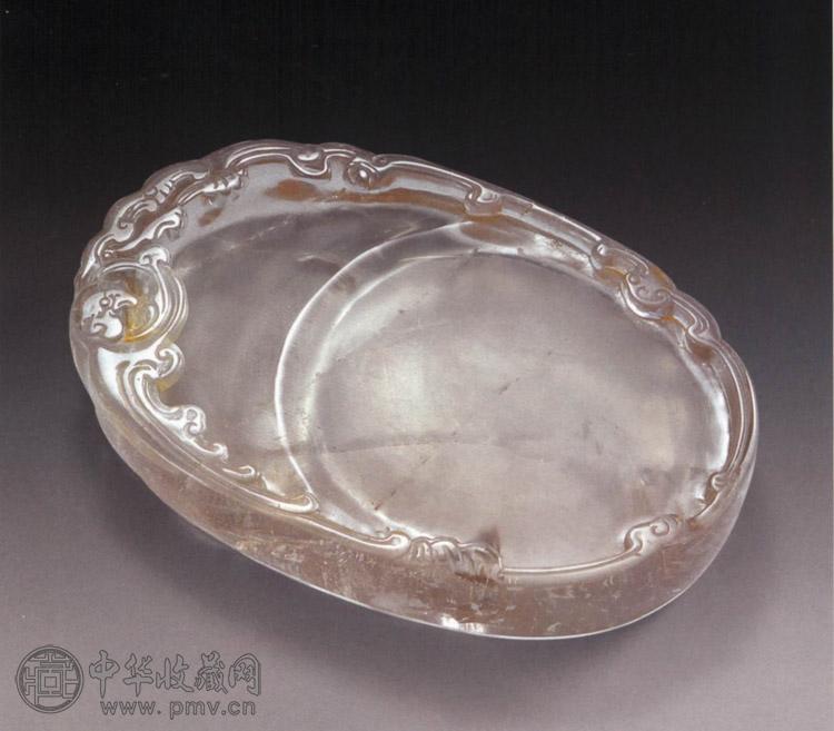 清中期 水晶云蝠腰元砚 清中期 水晶云蝠腰元砚